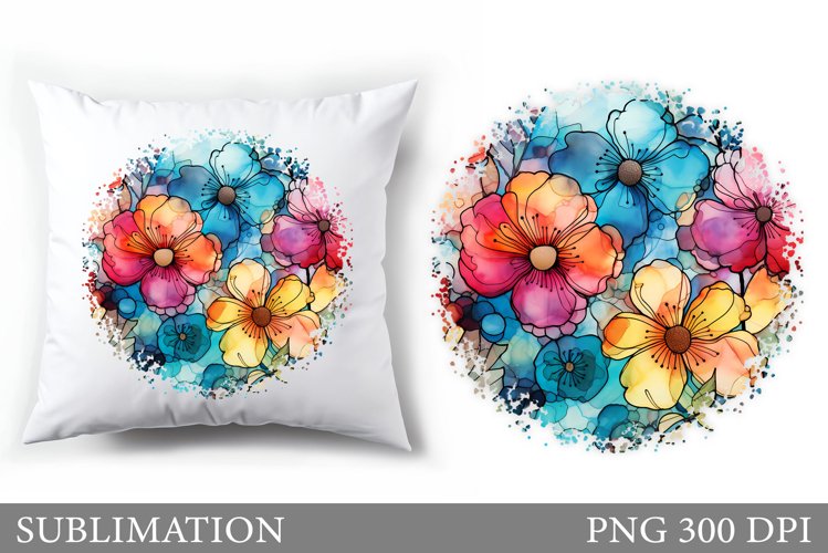 Floral Sublimation. Flowers Pillow Sublimation