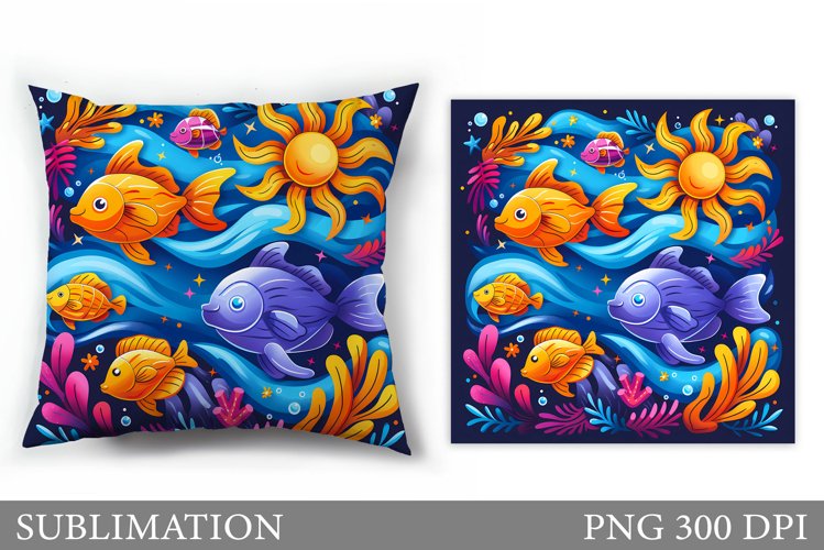 Fish Pillow Sublimation. Sea Sublimation