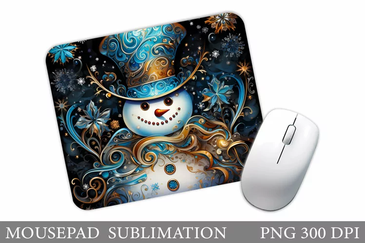 Snowman Mouse Pad. Winter Mouse Pad Sublimation