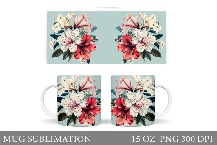 Flowers Mug Wrap Design. Flowers Mug Sublimation example image 1