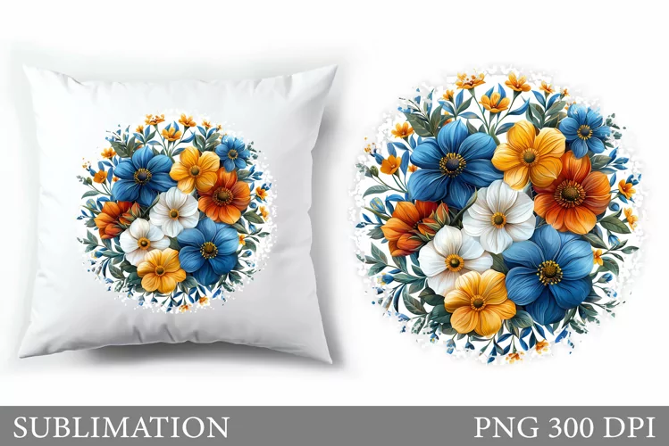 Flowers Sublimation. Wildflowers Pillow Sublimation
