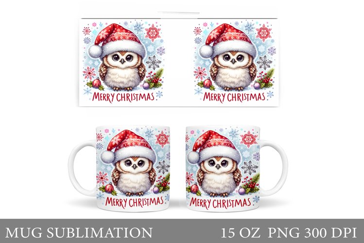 Christmas Owl Mug Design. Christmas Mug Sublimation