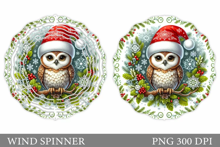 Christmas Owl Wind Spinner. Christmas Wind Spinner Design