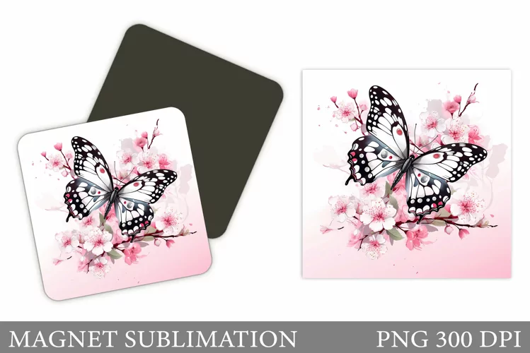 Butterfly Magnet Sublimation. Flowers Magnet Design