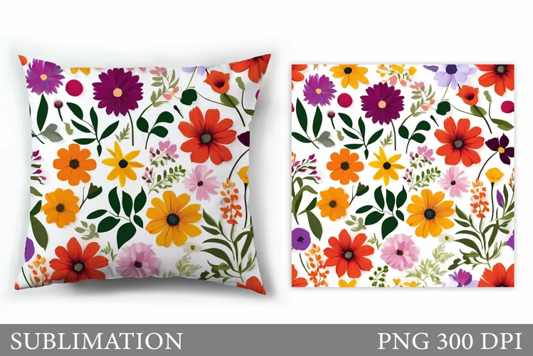 Floral Sublimation. Wildflowers Pillow Sublimation