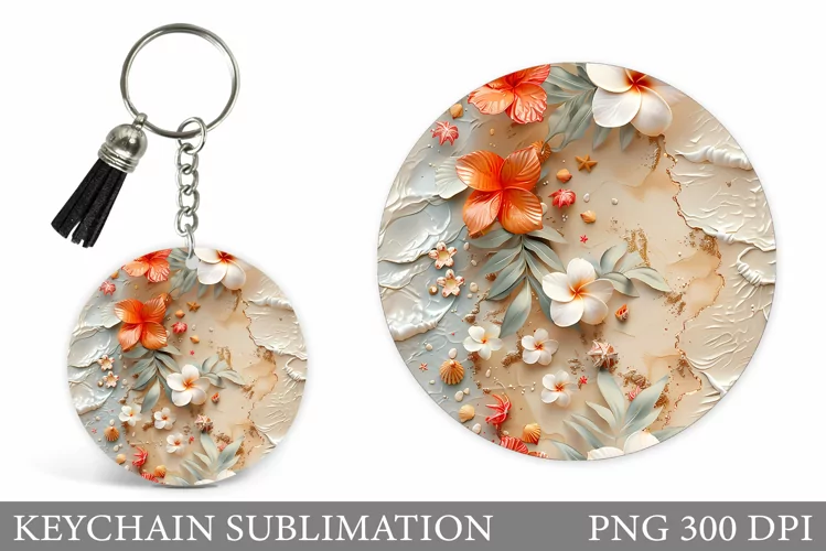Flowers Keychain Design. Floral Keychain Sublimation