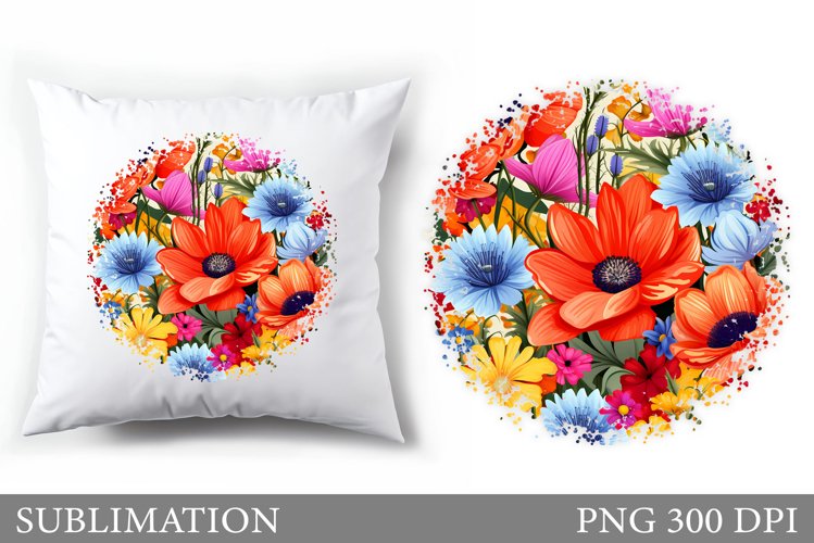 Floral Sublimation. Flowers Pillow Sublimation example image 1