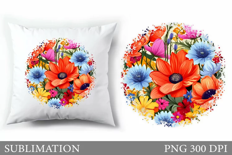 Floral Sublimation. Flowers Pillow Sublimation