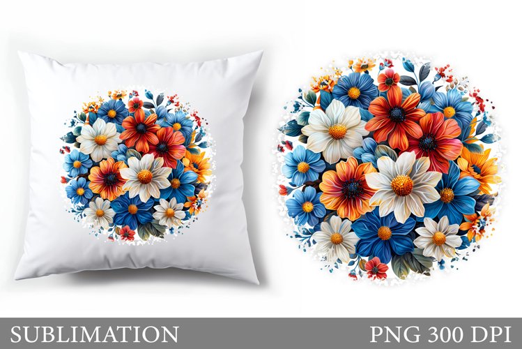Floral Sublimation. Wildflowers Pillow Sublimation example image 1