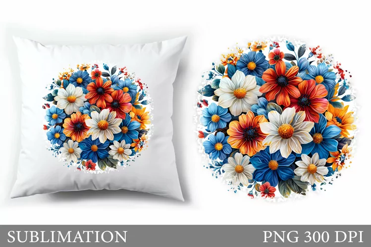 Floral Sublimation. Wildflowers Pillow Sublimation