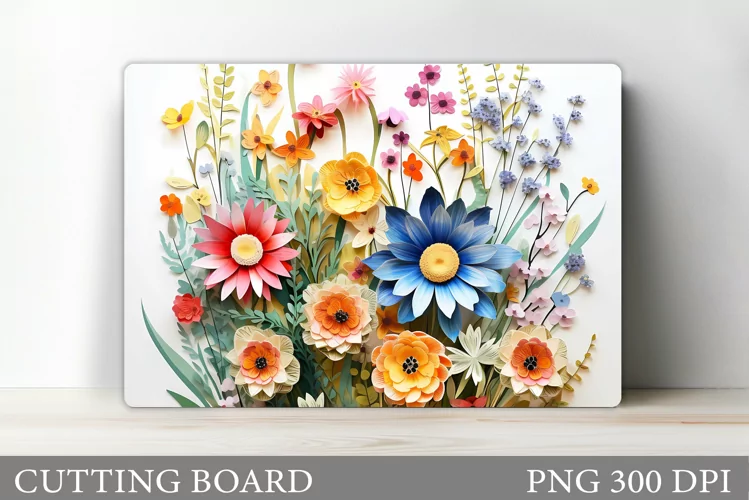 3D Flowers Cutting Board. 3D Wildflowers Cutting Board