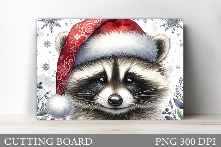 Christmas Raccoon Cutting Board. Christmas Cutting Board example image 1