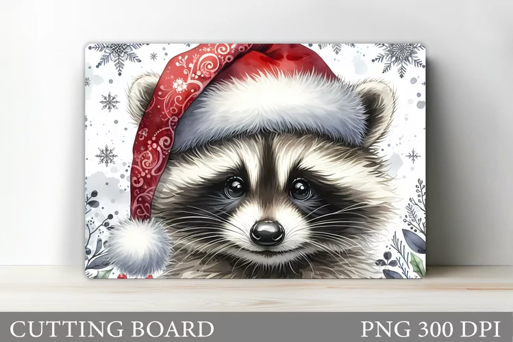 Christmas Raccoon Cutting Board. Christmas Cutting Board