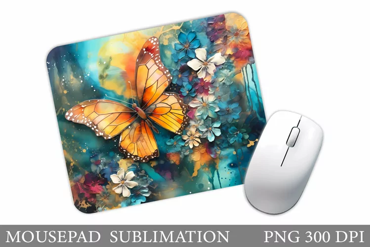 Butterfly Mouse Pad Design. Flowers Mouse Pad Sublimation