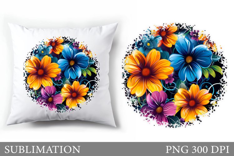 Flowers Pillow Sublimation. Summer Sublimation example image 1