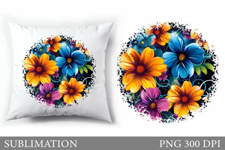 Flowers Pillow Sublimation. Summer Sublimation