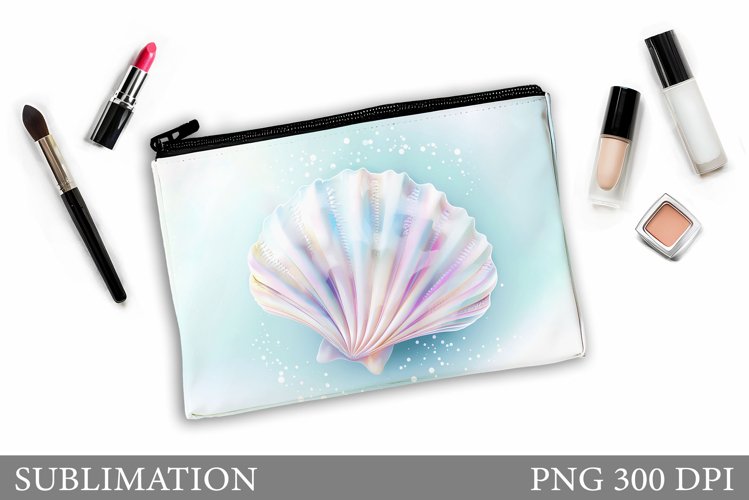 3D Seashell Makeup Bag. Seashell Sublimation example image 1