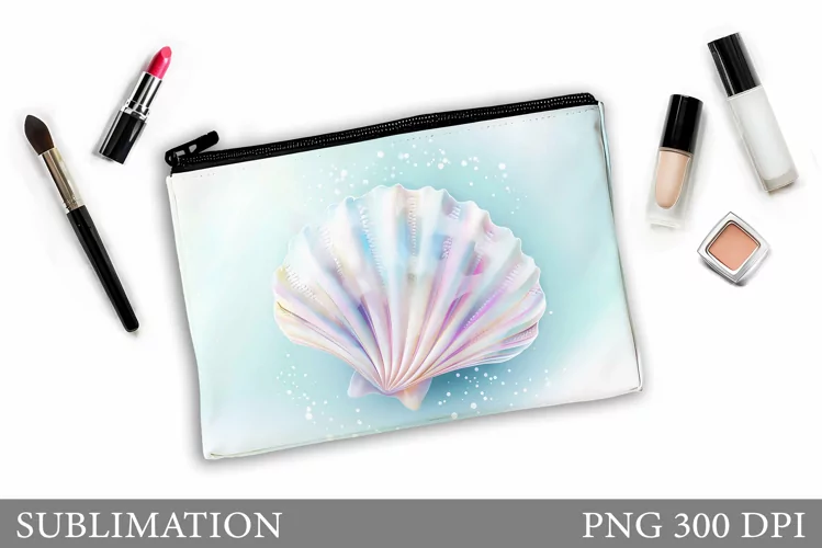 3D Seashell Makeup Bag. Seashell Sublimation