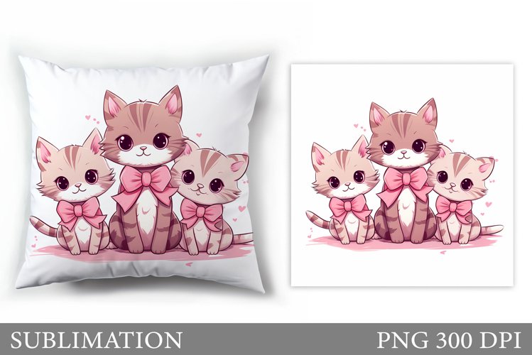 Cute Cat Sublimation. Cute Cat Pillow Sublimation example image 1