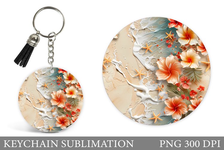 Flowers Keychain Sublimation. Flowers Round Keychain Design