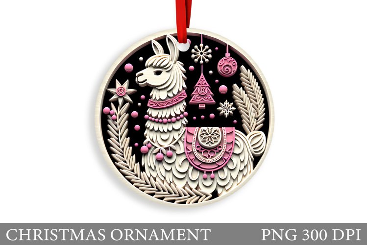 Cute Lama Christmas Ornament. Christmas Ornament Sublimation example image 1