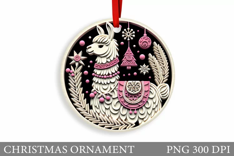 Cute Lama Christmas Ornament. Christmas Ornament Sublimation