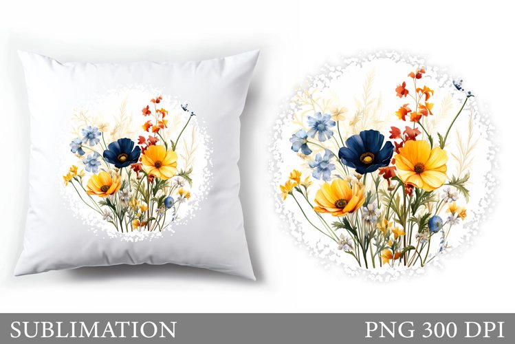 Flowers Sublimation. Wildflowers Pillow Sublimation example image 1