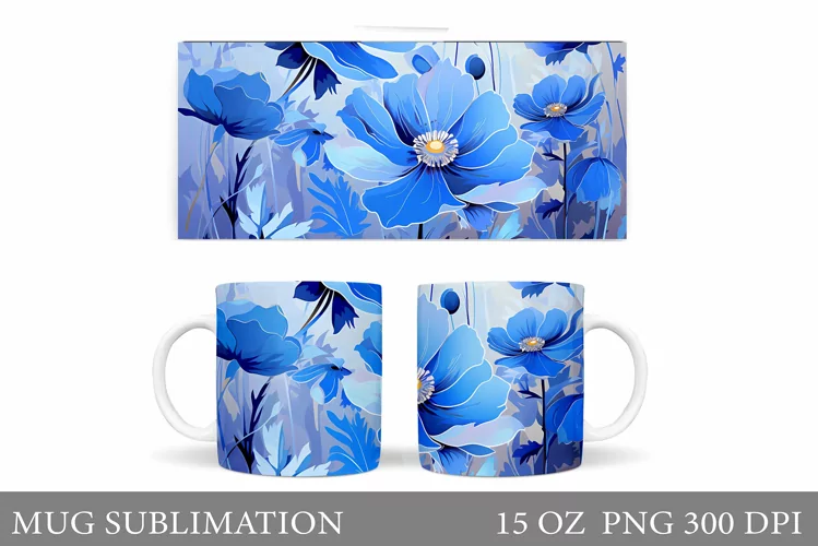 Flowers Mug Wrap Sublimation. Flowers Mug Wrap Design