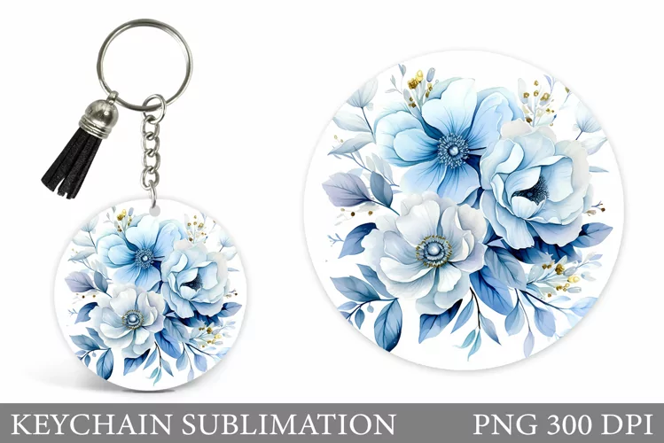 Flowers Keychain Design. Floral Keychain Sublimation