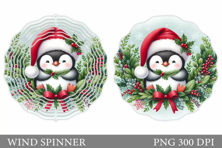 Christmas Penguin Wind Spinner. Christmas Wind Spinner