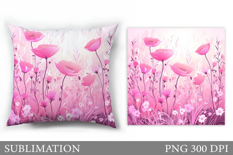 Flowers Pillow Sublimation. Wildflowers Sublimation example image 1
