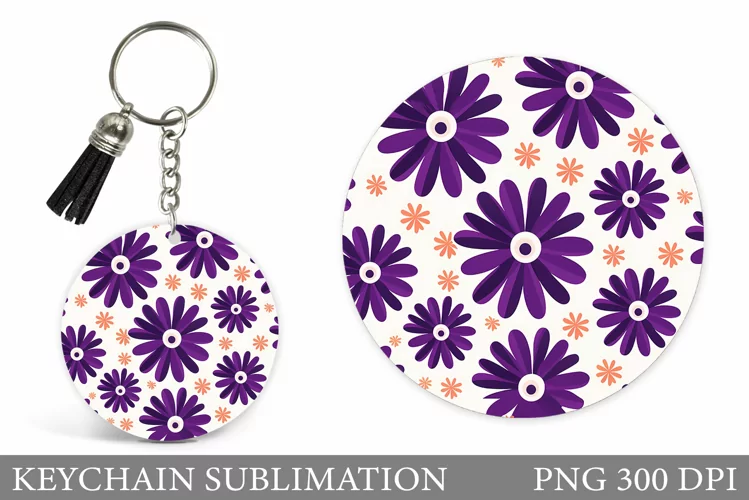 Daisy Flowers Keychain. Flowers Keychain Sublimation