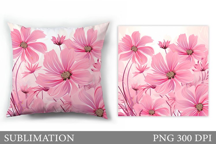 Flowers Pillow Sublimation. Summer Sublimation example image 1