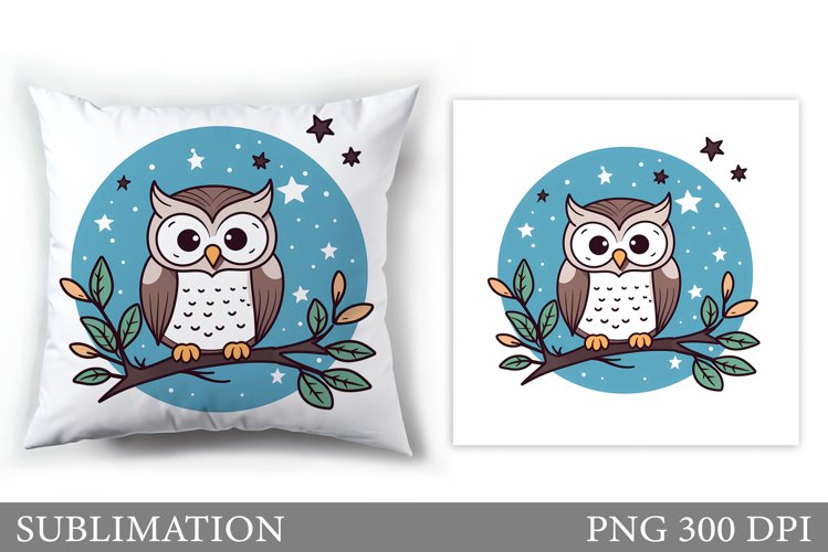 Cute Owl Pillow Sublimation. Owl Sublimation example image 1