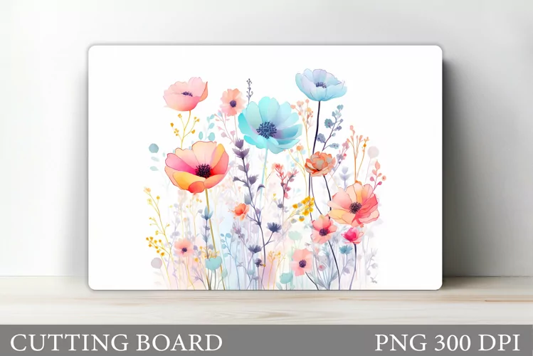 Wildflowers Cutting Board. Flowers Cutting Board Sublimation