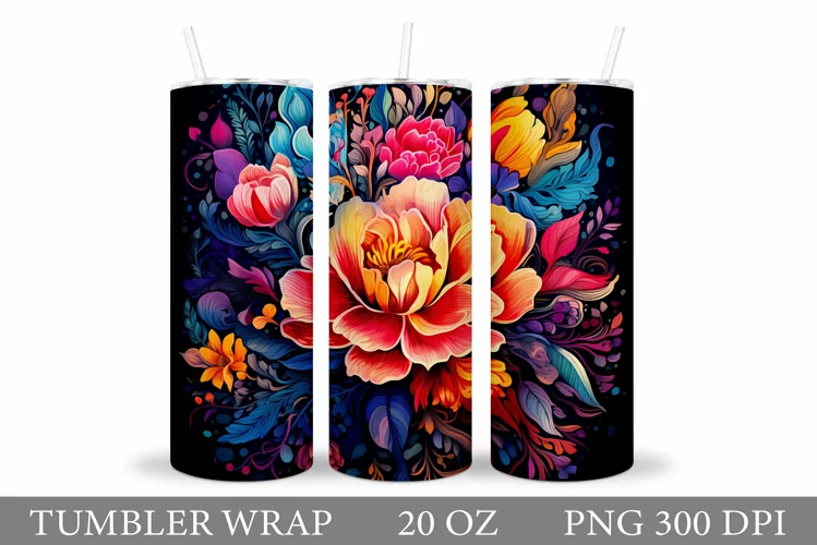 Floral Tumbler Design. Flowers Tumbler Sublimation