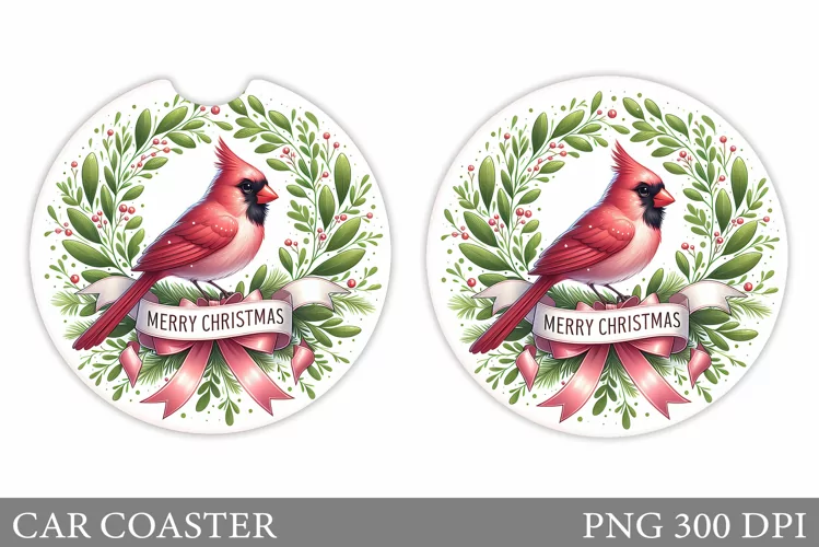 Christmas Bird Car Coaster. Christmas Car Coaster Design