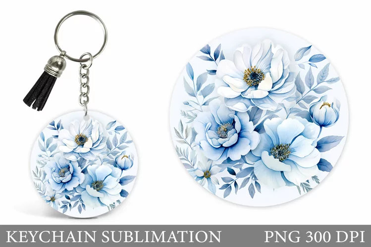 Flowers Keychain Design. Floral Keychain Sublimation
