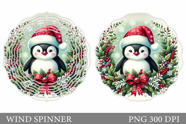 Christmas Penguin Wind Spinner. Christmas Wind Spinner