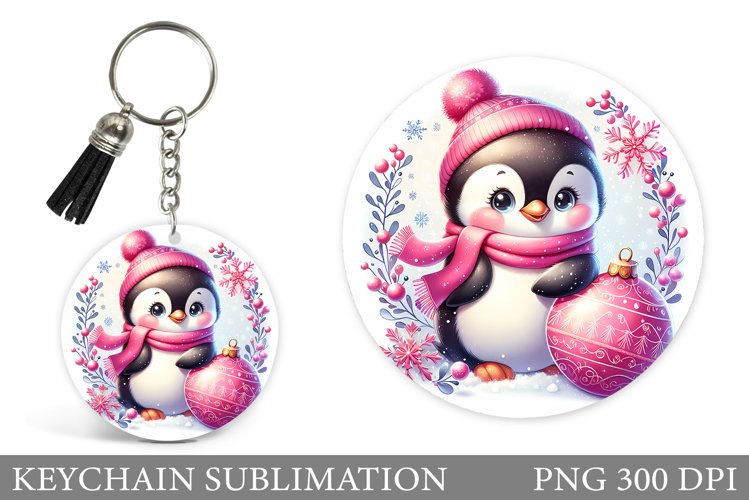 Christmas Penguin Keychain. Christmas Keychain Design example image 1