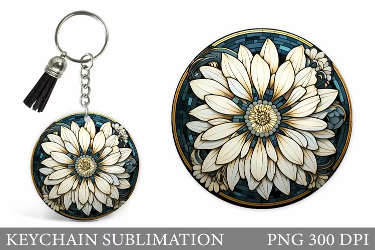 Daisy Flowers Keychain. Flowers Keychain Sublimation