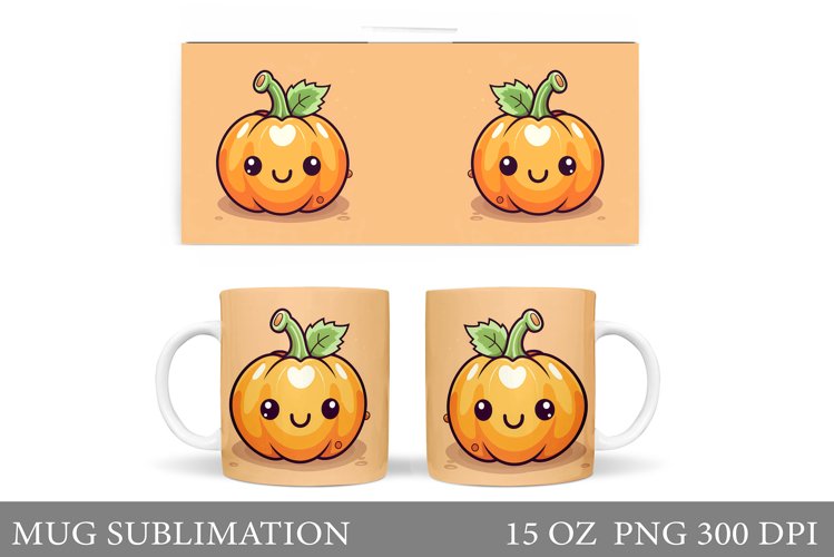 Cute Pumpkin Mug Design. Cute Halloween Pumpkin Mug example image 1