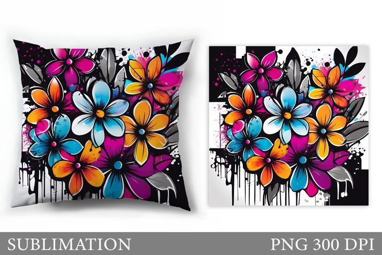 Flowers Sublimation. Flowers Pillow Sublimation example image 1