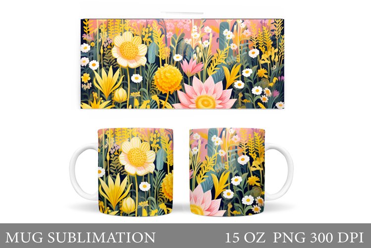 Flowers Mug Wrap Design. Flowers Mug Sublimation example image 1