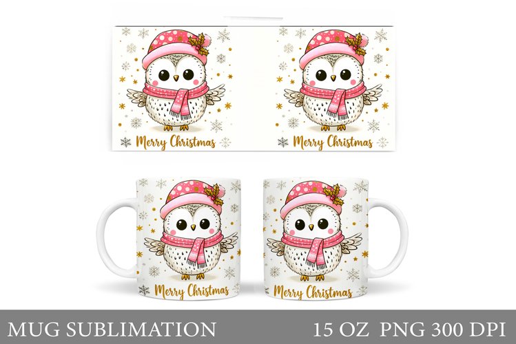 Christmas Owl Mug Design. Christmas Mug Sublimation example image 1