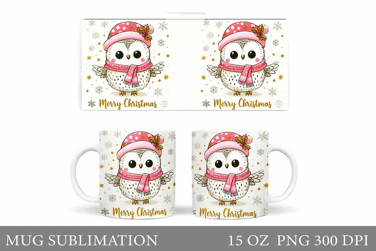 Christmas Owl Mug Design. Christmas Mug Sublimation