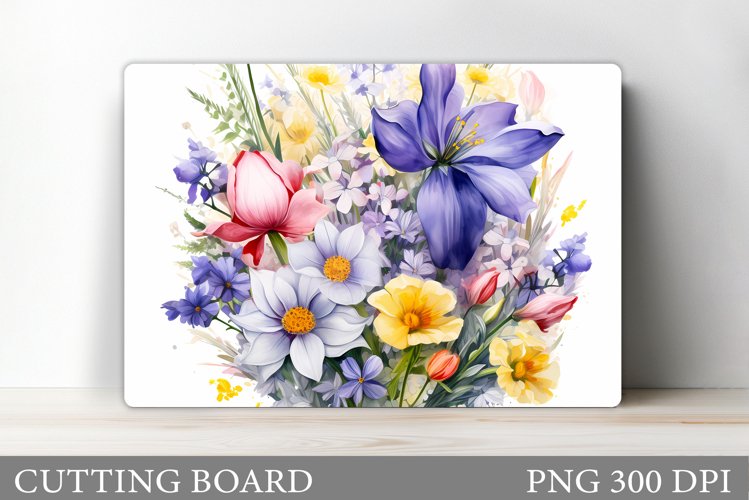 Flowers Cutting Board Sublimation. Wildflowers Cutting Board example image 1