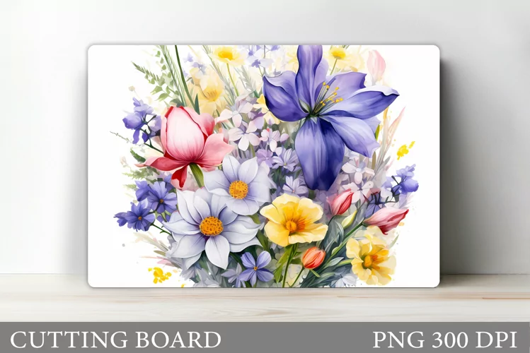 Flowers Cutting Board Sublimation. Wildflowers Cutting Board