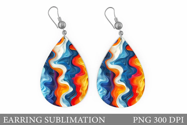 Abstract Earring Sublimation. Texture Earring Design