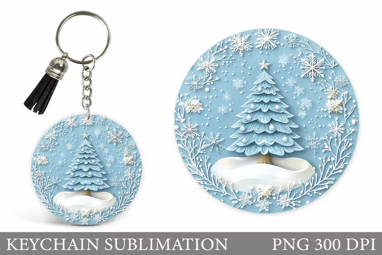Christmas Tree Keychain. Christmas Keychain Sublimation